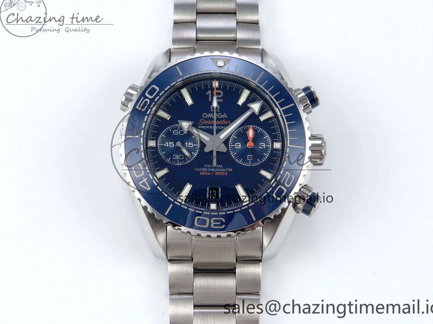 0501 Planet Ocean Master Chronometer 600M 45.5mm SS SCF 1:1 Best Edition Blue Bezel Blue Dial on SS Bracelet A9900 Super Clone Lightweight 7676